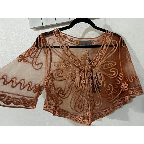 NWT Pretty Angels Boho butterfly top sheer dressy fairycore festival pretty sz S - Picture 4 of 12